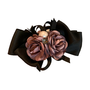 网红精致复古高级感气质绢花抓夹新款百搭后脑勺懒人盘发夹子头饰