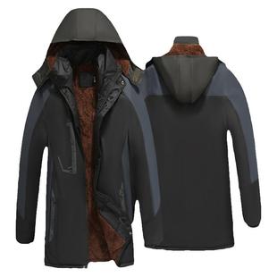 男士冬季冲锋衣加绒加厚保暖工作服冬季男外套防风防水登山骑行服