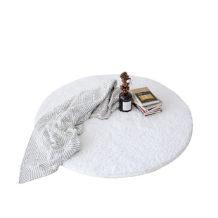 仿兔毛圆形地毯撸猫感地垫吊篮卧室白色ins床边客厅毛绒圆型垫子