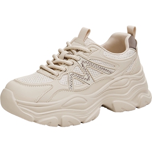 天美意小个子厚底增高老爹鞋运动鞋女小白休闲鞋2026新款BM481AM6