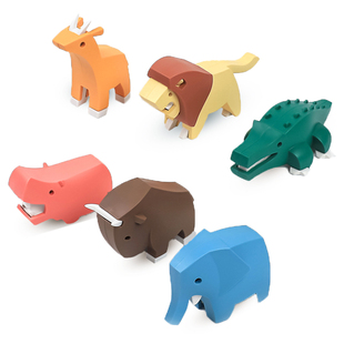 哈福玩具科普非洲动物骨骼拼装狮子鳄鱼积木创意新奇场景潮玩摆件