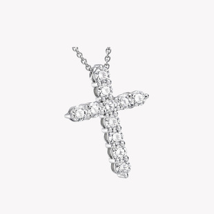 瑞雪配饰十字架项链纯银BM同款满钻石2025新款毛衣链女轻奢锁骨链