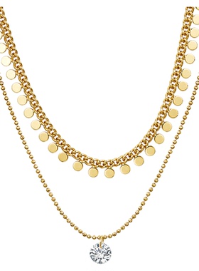 JAY圆片双层项链春夏颈链