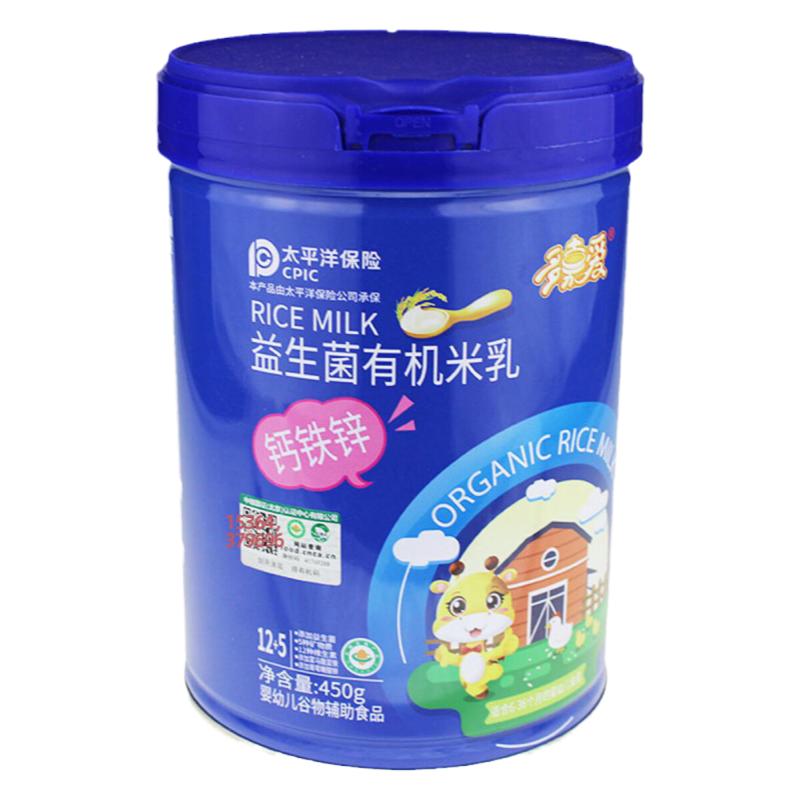 益生菌有机米乳维C+高铁胡萝卜维D+高钙多嘉爱罐装450g钙铁锌米粉