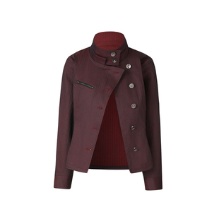 NATURAY 复古立领夹克外套修身收腰显瘦设计感高领短款90S上衣