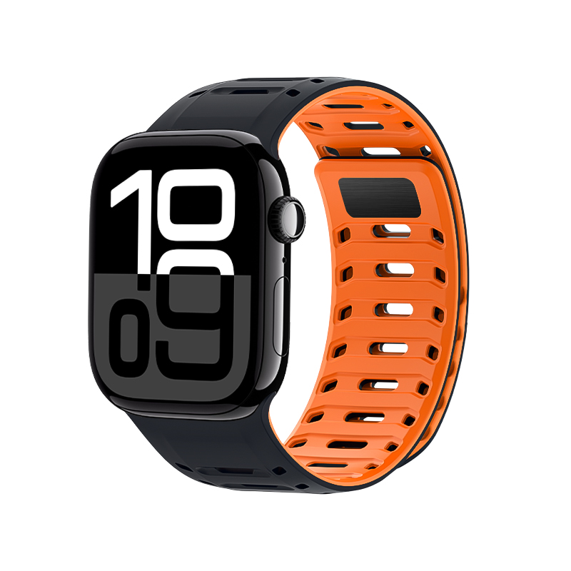 适用苹果手表表带iwatchs10硅胶磁吸applewatchS9/8/7新款运动透气手表带Ultra1/2高级感男士se夏季女款腕带6