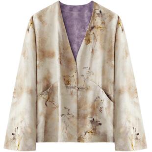 COCOBELLA新中式双面穿100%人丝提花国风上衣女春新款外套SC0045