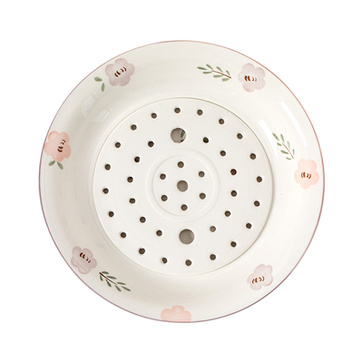 带滤水盘方便易洁陶瓷饺子盘