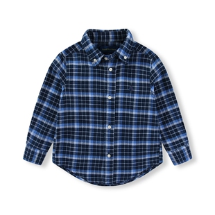 RL009男童小马格子翻领纯棉磨毛春秋中大童 衬衫小马新品休闲风