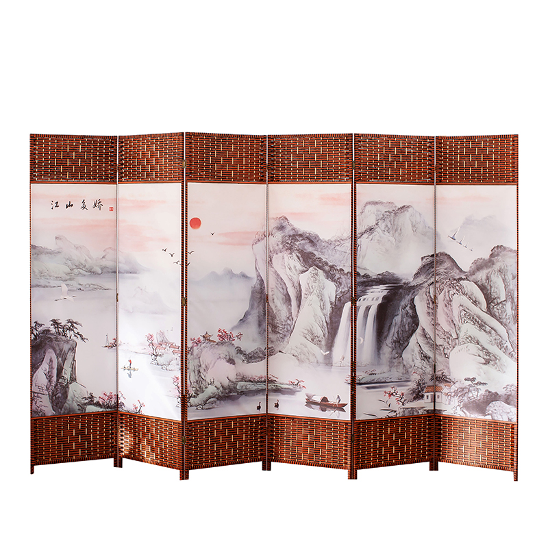 中式屏風(fēng)隔斷墻客廳折屏臥室遮擋家用簡(jiǎn)約現(xiàn)代辦公室折疊移動(dòng)屏障