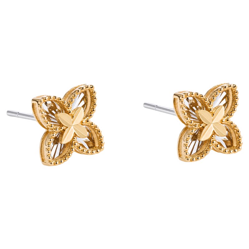 LSTARA18K金星芒四叶草耳钉