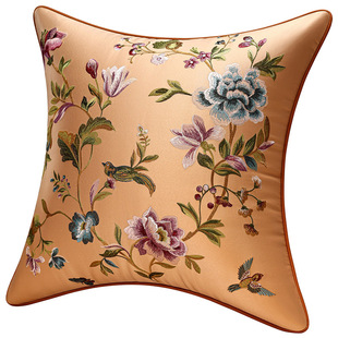 中式抱枕客厅红木沙发靠垫床头靠背垫腰垫中国风绣花靠枕套不含芯