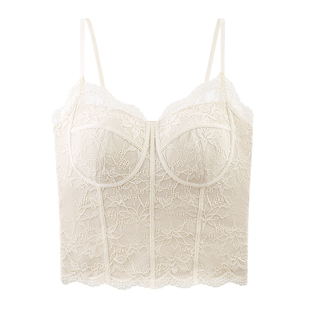 秋冬磨毛蕾丝保暖吊带背心女带胸垫修身2025新款外穿内搭打底上衣