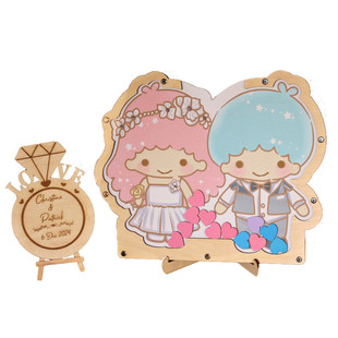 双子星卡通可爱婚礼签名板定制氛围感结婚签到本框簿台册创意个性