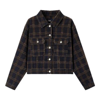 森马小个子翻领短款牛仔外套女