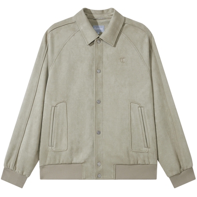 卡宾仿麂皮绒高级翻领夹克外套男