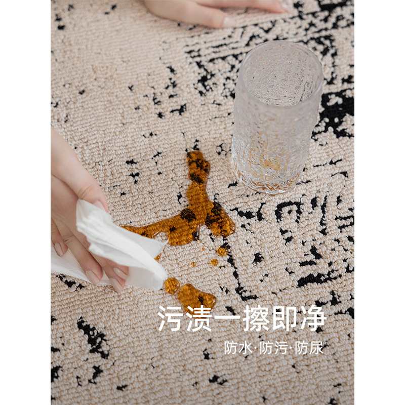 法式圆形复古奶油风茶几梳妆台地圆形防水2024垫高级毯地毯新款