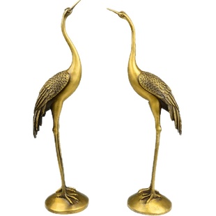 铜仙鹤摆件 落地大号龟鹤延年长寿龟 客厅家居装饰祝寿铜鹤礼品纯