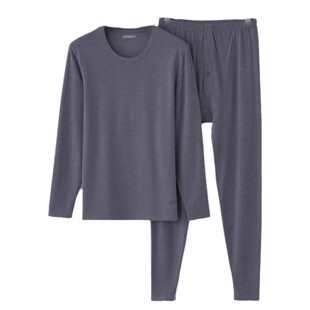 新一步家居服小朵羽棉弹力棉纯色圆领22030男秋衣秋裤内衣套装