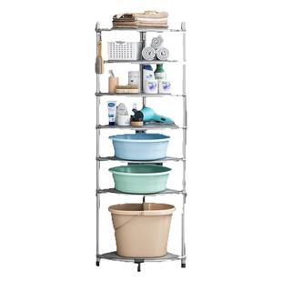 不锈钢脸盆架卫生间置物架落地式家用厕所三角架浴室转角收纳架子