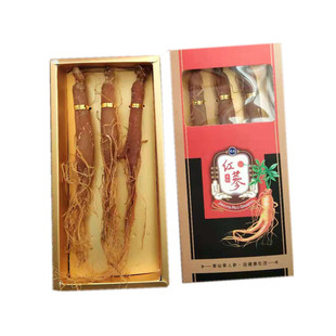 新品【3支装】整支红参礼盒东北特产人参6年根全须长白山参送礼袋