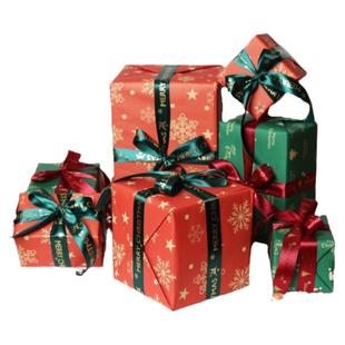圣诞礼盒礼物盒礼品堆头装饰品氛围布置新年红色空盒子美陈道具