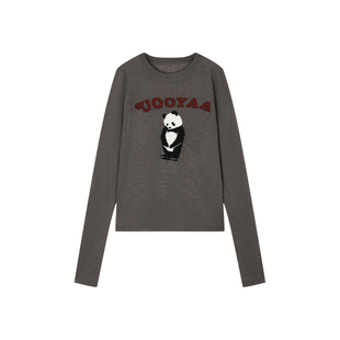 UOOYAA/乌丫2025冬季新款伤心熊猫提花套头毛衫