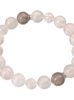 【鹊桥仙】与卿珠宝天然冰种玻璃体蓝月光手链女莫粉灰月光石手串