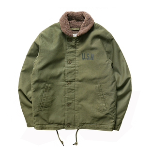 LifeCycle秋冬阿美咔叽复刻N1甲板夹克复古印花加绒翻领厚外套男