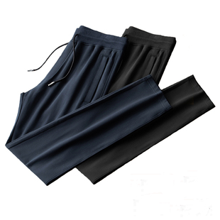 纯棉薄款休闲裤男生小直筒运动裤男裤秋冬季修身小脚加绒加厚卫裤