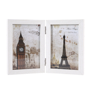 复古三联照片相框折叠黑白色双折三折6 7 8寸情侣定制木质框摆台