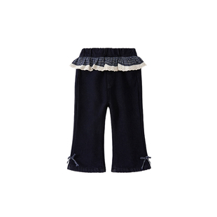 女童裤子长裤儿童加绒加厚2025新款冬季保暖喇叭裤宝宝一体绒童装