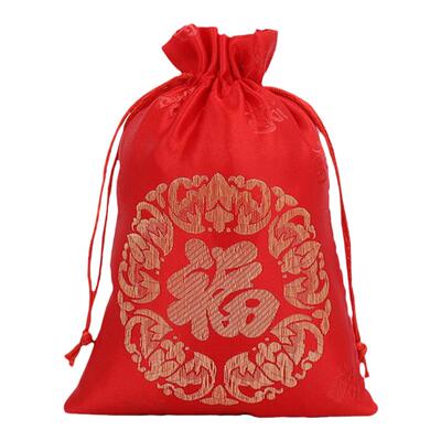 织锦刺绣红色新年福袋空袋