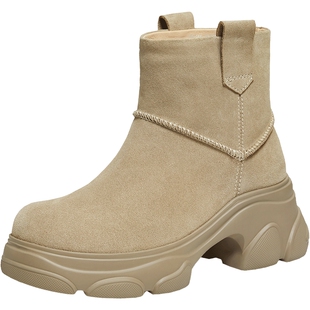 TATA他她暖喵喵雪地靴加绒冬季款棉靴厚底女毛毛棉鞋靴子CEG10DD5