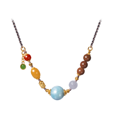 LEFTGO左戈天然海纹石项链女款