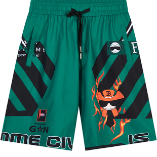 BM欧洲站短裤男潮牌ins爆款印花卡通人物休闲裤条纹5分裤夏季薄款