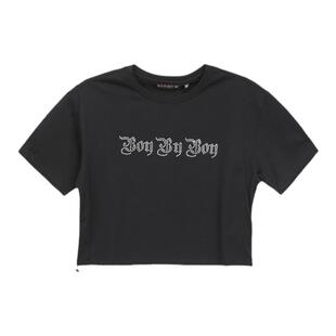 Boy By Boy夏潮牌女款针织短袖T恤烫钻两侧可调节抽绳W01021