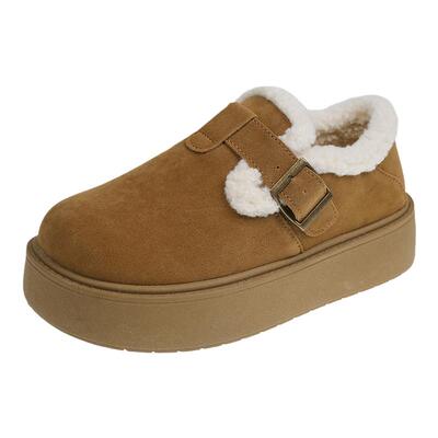 杨幂同款勃肯雪地靴复古真皮女