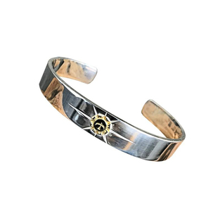 高桥风格纯银手镯男女潮流时尚个性S925平口简约点金鹰爪羽毛手环