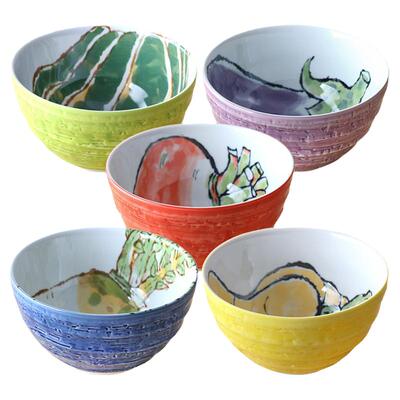 日本进口美浓烧蔬菜陶瓷汤碗面碗