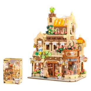 积乎泰迪熊本熊烘焙屋街景咖啡屋潮玩积木拼装玩具送女孩生日礼物