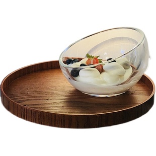 ins风北欧风斜口玻璃沙拉碗简约蔬菜水果碗麦片早餐碗零食糖果碗