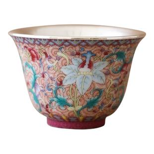 纯银时代 花开盛世瓷包银杯足银999品茗中式雅致茶杯品茗珐琅瓷