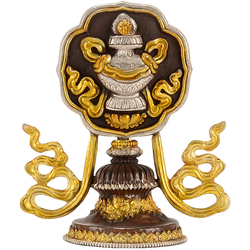 尼泊尔手工鎏金鎏银八吉祥摆件