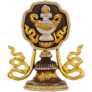 尼泊尔手工鎏金鎏银八吉祥摆件