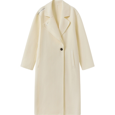 播灰色长款韩系氛围感羊毛呢外套女冬季宽松大衣DDS4AD5125