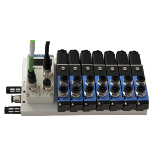 气动集成阀岛总线4V210电磁阀组110CANopen通讯协议汇流板PLC控制