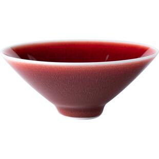 景德镇陶瓷朗红手工功夫茶具个人品茗主人杯单杯斗笠郎红釉茶杯