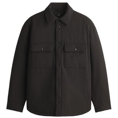 HM男装衬衫冬季休闲外出疏水宽松夹棉外套式衬衣1300947