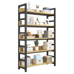 加厚加粗书架落地钢木多层储物